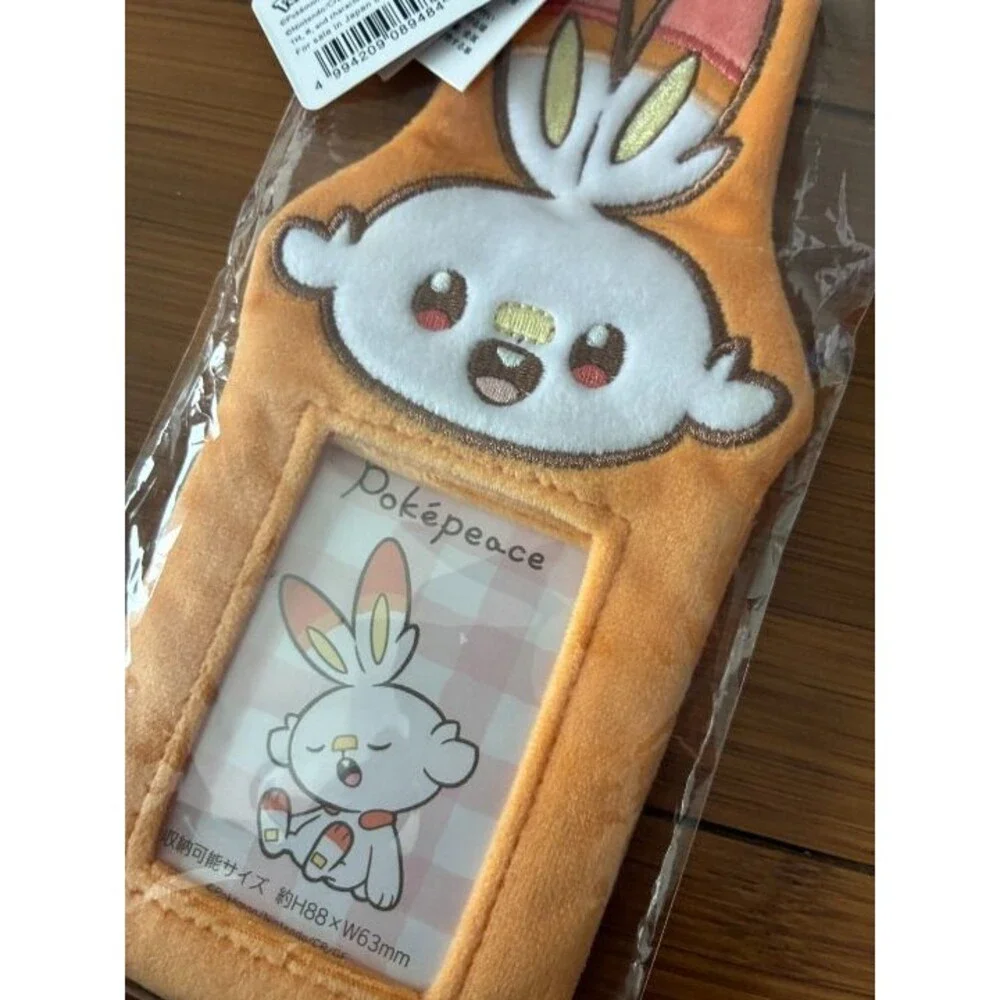 Pokemon Center Original PokePeace Fluffy Photo Holder Keychain - Scorbunny